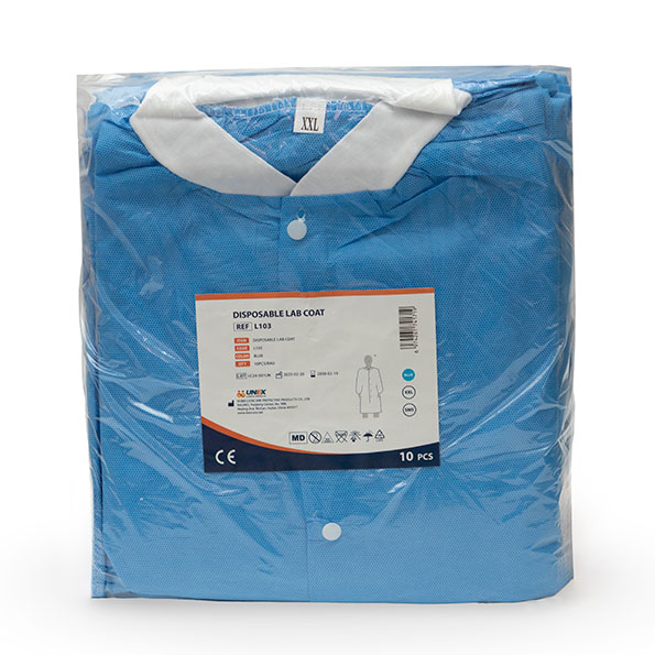 Одноразовые халаты нетканного материала UNEX (UNEX CAREFUL PRODUCTS) синий