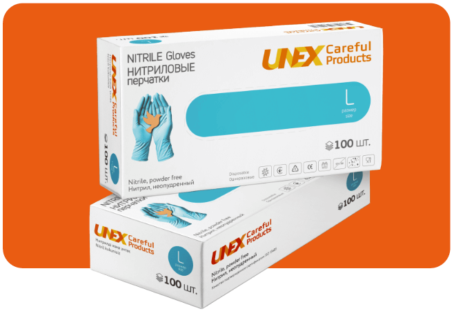 Перчатки нитриловые UNEX (UNEX CAREFUL PRODUCTS) мятно-синий (тиффани)
