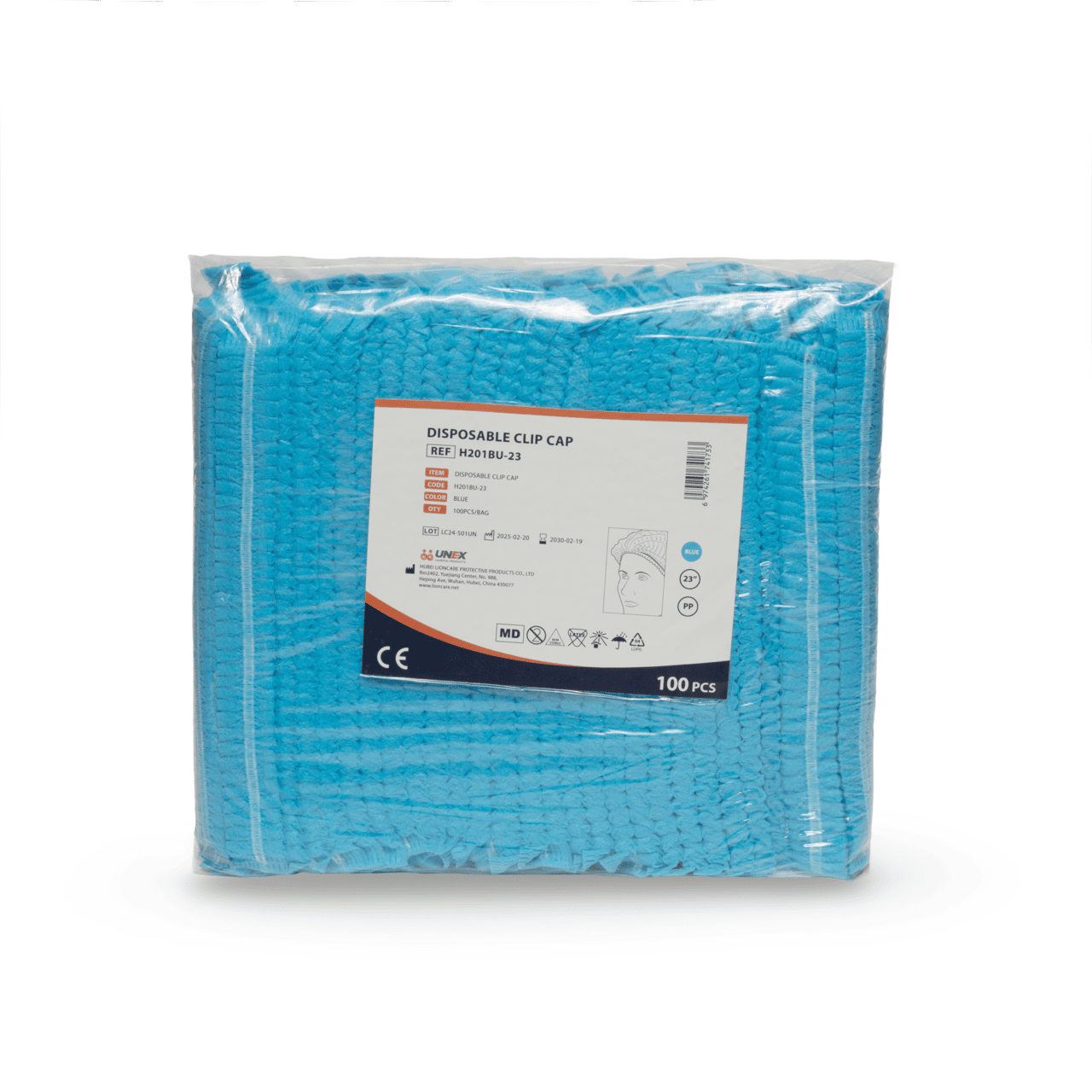 Одноразовые шапочки шарлотки UNEX (UNEX CAREFUL PRODUCTS) синий